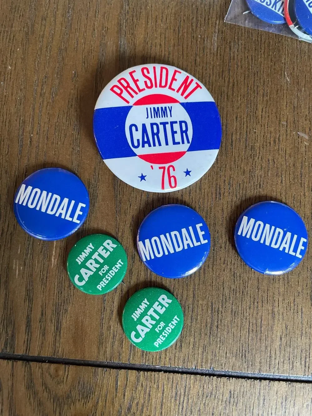 Lot of 6 Vintage Jimmy Carter Walter Mondale 1976 Campaign Pinback Buttons